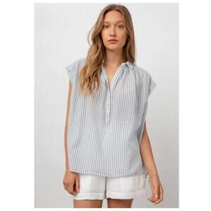 Rails Shannon Bergen Stripe Cotton Blue White Top Sz XS
